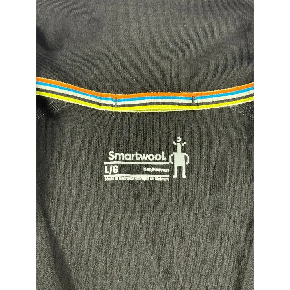 Smartwool Sweater Mens Large Black Quarter Zip Wool Pullover Long Sleeve